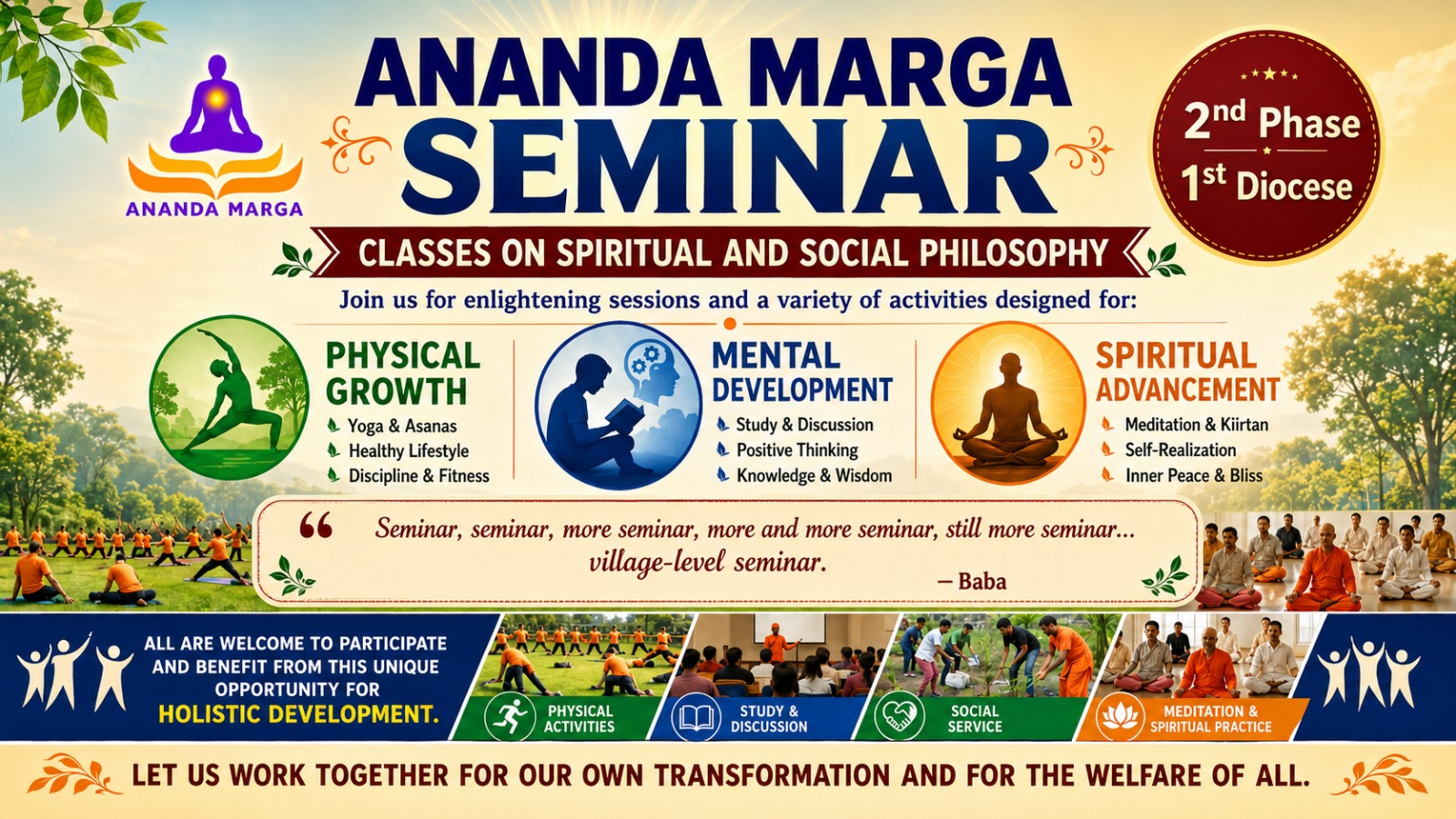 Ananda Marga Seminar 2026 – 2nd Phase, 1st Diocese Seminar